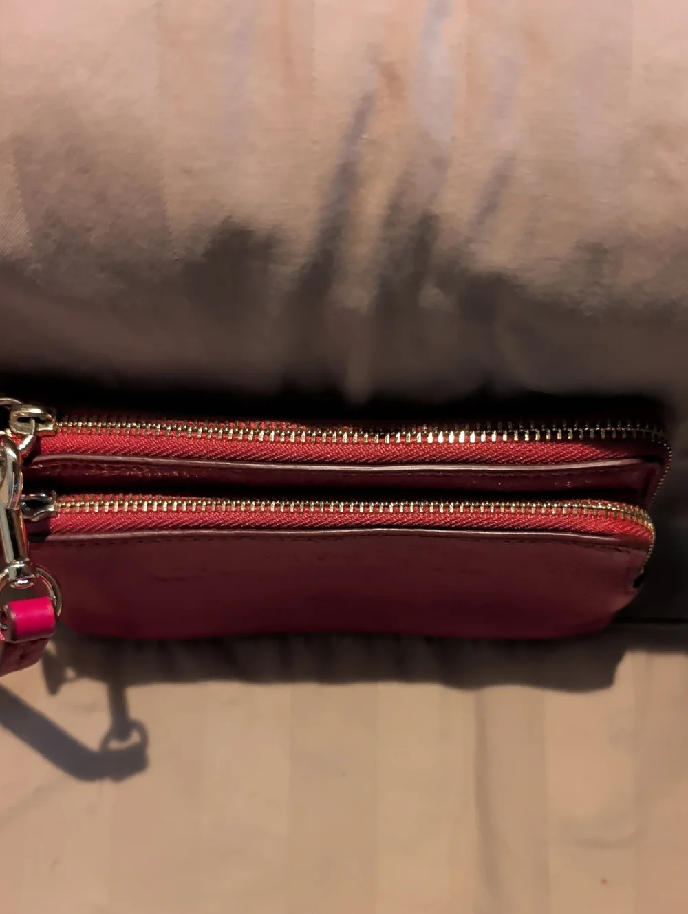 Coach Bright Pink Pebbled Leather Wristlet Clutch